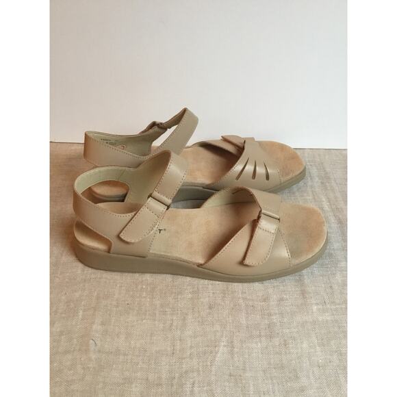 Rockport Natural Leather Ankle Strap Wedge Sandals size 10W - Picture 1 of 6